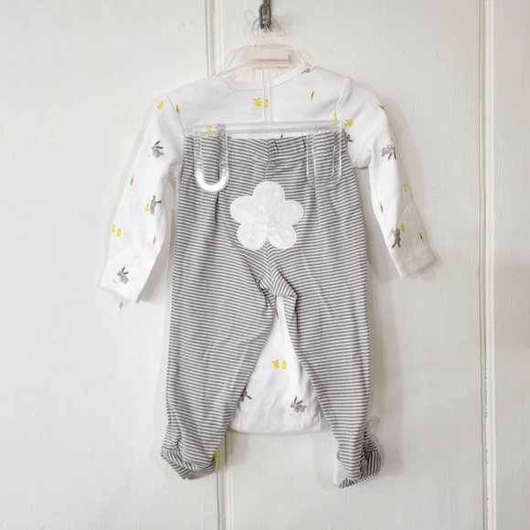 Just One You Baby One Piece and Pants Set Gray with Bunnies and Chicks New - Picture 2 of 4